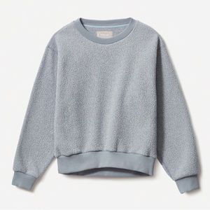 Everlane ReNew Fleece Sherpa Oversized Crew Sweatshirt Light Dusty Blue